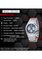 2021 New PAGANI Design Men Sports Quartz Watches Top Brand Sapphire Stainless Steel 200M Waterproof Chronograph Reloj Hombre