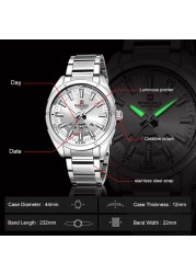 NAVIFORCE ساعة الرجال أفضل ماركة الرجال الساعات كامل الصلب مقاوم للماء عادية كوارتز تاريخ الرياضة العسكرية ساعة معصم Relogio Masculino