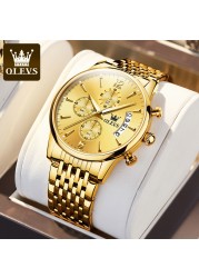 Olevs Men's Quartz Wrist Watch Calendar Display Waterproof Chronograph Men's Watches Male Luxury Bracelet Homm Gift for Man