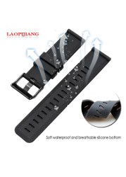 High quality waterproof rubber watchband fit suunto TRAVERSE Alpha series watch 24mm silicone straps with stainless steel clasp