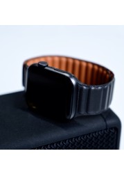 Leather Link for Apple Watch Band 44mm 40mm 45mm 41mm 38mm 42mm Magnetic Loop Watchband Bracelet iWatch Serie 3 5 4 SE 6 7 Strap