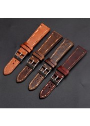 Retro Soft Leather Watch Strap 18 19 20 21 22mm Brown Leather Handmade