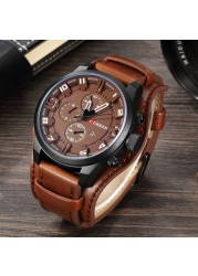 CURREN Top Brand Luxury Men's Watches Men's Watches Date Sports Military Watch Leather Strap Quartz Business Men Watch Gift 8225