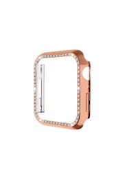 Bling Cover Case For Apple Watch Series 7 45mm 41mm Cover Sparkling Crystal Diamond Plated Bezel Case For Women/Girls Rose Gold