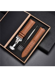 Leather Straps With Box For Samsung Galaxy Watch 4 40mm 44mm/4 Classic 42mm 46mm Active 2 Band Replacement Watchband Bracelets