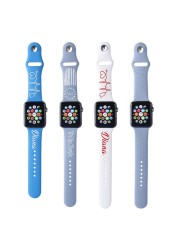 Custom silicone strap for Apple Watch band 6 44mm 42mm 40mm 38mm personalized silicone iWatch band for Series 6 SE 5 4 3 2 se