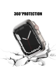 Case With Screen Protector For Apple Watch Series 7 45mm 41mm Hard PC Full Face Protector Bumper Cover Case For iWatch 7 45mm Series