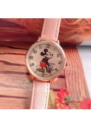 Disney Mickey Korean version fashion simplicity animation PU strap quartz watch Mickey Mouse children's watch boy girl