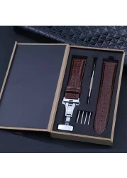 Quick release crocodile genuine leather watch strap parts red white 20mm 22mm animal skin straps with wooden box and tool