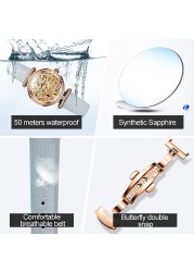 OUPINKE Genuine Leather Strap LuxuryTop Brand Women Wristwatches Fashion Waterproof Automatic Mechanical Watch for Women