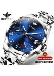 OUPINKE Top Brand Mechanical Wristwatch Luxury Sapphire Glass Automatic Watch Stainless Steel Waterproof 50M Fashion Men Watches