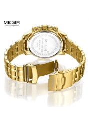 MEGIR - Genuine Leather and Stainless Steel Watch Strap, Fabric Strap Accessory