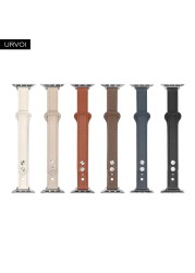 URVOI Strap for Apple Watch Series 7 6 SE 5 4 3 Sport Band Slim Genuine Leather Double Pin Buckle for iWatch Modern Design 40mm