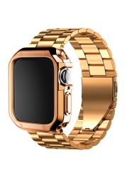 Luxury Stainless Steel Strap + Case for Apple Watch 41mm 45mm 44mm 40mm 42 Band Metal Bracelet for iWatch Serie 7 6 5 4 Wristband