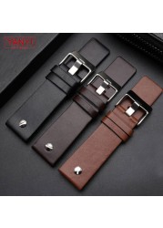 Genuine Leather Watchband Bracelet 22 24 26 28 30mm Watch Strap with Rivet for Diesel DZ7406 DZT2009 DZ7413 DZ7257 Watch Band