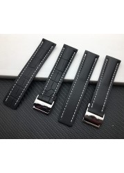 Genuine Leather Watchband Watch Band Black Brown Blue Soft Watchbands for Breitling Strap Man 20mm 22mm 24mm With Tools Logo On