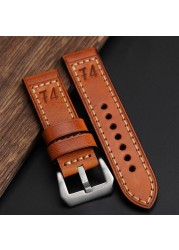 F4 Leather Watch Band for Men, Thick, Handmade, Retro, 20, 22, 24, 26mm, for pm111, 441