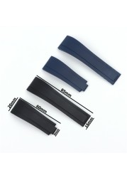 Top Quality 20mm Silicone Rubber Watchband for Role Watch Strap Daytona Submarine GMT OYSTERFLEX Bracelet Folding Buckle