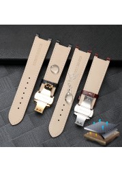 Slub style prong cowhide leather watch strap for GC gu-ess pasha male bracelet 20*11mm 22*13mm prong end watchband butterfly strap