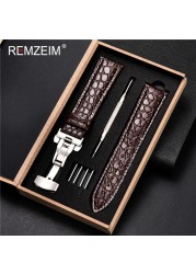 REMZEIM Calfskin Watchband 18mm 19mm 20mm 21mm 22mm 24mm Women Men Leather Strap Watch Band Accessories Wristband