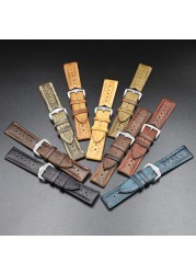 Onthelevel 18mm 20mm 22mm 24mm Genuine Leather Watch Strap Bands Black Blue Brown Multicolor High Quality Men's Watch Band