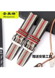 For BU7600 BU7680 Nylon Fabric Watch Band Quartz Men's Watch Band Accessories With Butterfly Buckle Burber-ry Arc Bracelet