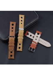 Onthelevel Leather Watchband 18mm 20mm 22mm 24mm Black Brown Coffee Racing Strap Handmade Stitching Quick Release Watch Strap