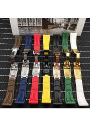 20mm 21mm Rubber Silicone Watches Strap Buckle Watchband For Role Strap Daytona Submarine Deep Sea GMT Seamarster OYSTERFLEX