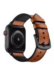 Silicone leather strap for apple watch, 44mm 40mm strap for iwatch 38mm 42mm, Apple watch series 6 5 4 3 SE 2 1 watch band