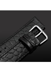 MAIKES Watch Accessories Genuine Leather Watch Strap Crocodile Pattern Wrist Band Soft Watches 12mm-20mm Black Bracelets