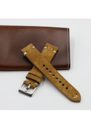 Suede Leather Watch Band18mm 20mm 22mm 24mm Quick Release Strap Replacement Watchband Vintage for Men Women Brown