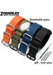 For NATO Zulu strap wholesale 18 color heavy duty nylon watchband 18mm 20mm 22mm 24mm rainbow stripe canvas replacement bracelet