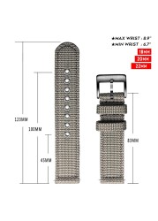 Hemsut Canvas Watch Bands Gray Quick Release Quality Nylon Watch Straps & Heavy Duty Brushed Buckle 18mm 20mm 22mm 24mm