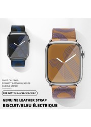 Kebitt High Quality Swift or Barenia Leather Single Round Smart Watch Strap for Apple Watch 7 6 Se 5 4 3 Strap 40mm 44mm 41mm 45mm