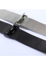 18mm 20mm 21mm 22mm 24mm Universal Milanese Watchbands Quick Release Watch Band Mesh Stainless Steel Strap Wristband Black