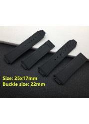 Convex Real Leather Silicone Rubber Watchband 25*17mm for Hublot Strap for Big Bang Strap Watch Band Authentic Bracelet Logo