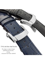 25mm Prong Shape Leather Watch Strap Black Blue Brown Watch Band For Patek Philippe Nautilus Men's Bracelets