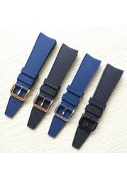 22mm Black Blue Rubber Silicone Watchband Watch Strap For IWC Pilot Portuguese IW323101 Bracelet Strap With Pin Buckle Tool Free