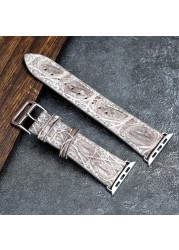 Handmade Himalayan White Crocodile Leather Watchband 44mm 42mm 40mm Suitable for Iwatch Leather Strap Soft