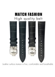 20mm 21mm Cowhide Leather Watchband Fit For Jaeger-LeCoultre Master Watch Strap Soft Black Brown Blue Leather Bracelets Folding Buckle