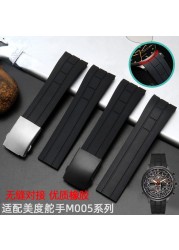 No Dust Watchband for Citizen Air Eagle Arc Mouth Rubber Watch Strap Mido Rudder M005 Waterproof Black Watch Band 23mm