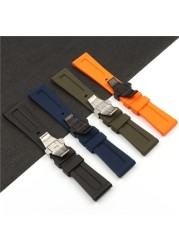 Panerai - Silicone Rubber Watch Replacement Strap, 26mm, Black, Blue, Orange & Green, Folding Buckle, Water Resistant Accessory