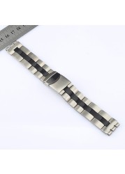 New 20*22mm Solid Stainless Steel Watchband for Swatch Metal Silver Watch Band Strap Men's Wristband Folding Clasp Stock Logo