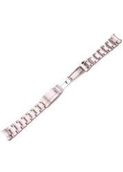 20mm 316L Stainless Steel Watches Bracelet Silver Brushed Metal Curved End Replacement Link Deployment Clasp Watch Strap