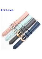 Women's Genuine Leather Watch Band, 14mm, 16mm, 18mm, 20mm, Soft, Simple, Leather, Blue