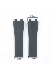 Men's silicone watch strap, silicone watch accessories, folding clasp, double pressure, 26mm, Athena, Ulysse, Nardin