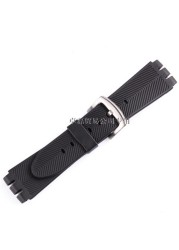 Rubber band for swatch 23mm men's watch, high quality, black, soft, waterproof, silicone, watch straps, black