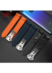 Rubber watch strap 20mm 22mm silicone watchband suitable for omega watch band folding clasp curved end wrist strap