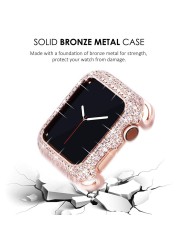 Loose Style 44mm Bling Case For Apple Watch 7 SE 6 5 4 3 40mm Frame Bronze Metal Jewelry Protective Cover 41mm Crystal 45mm