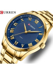 CURREN Men's Watch Stainless Steel Band Luminous Quartz Wrist Watches Male Creative Design Golden Clock Relogio Masculino